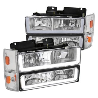 Spec-D® - Driver and Passenger Side Chrome LED DRL Bar Headlights with Turn Signal/Corner and Parking Lights