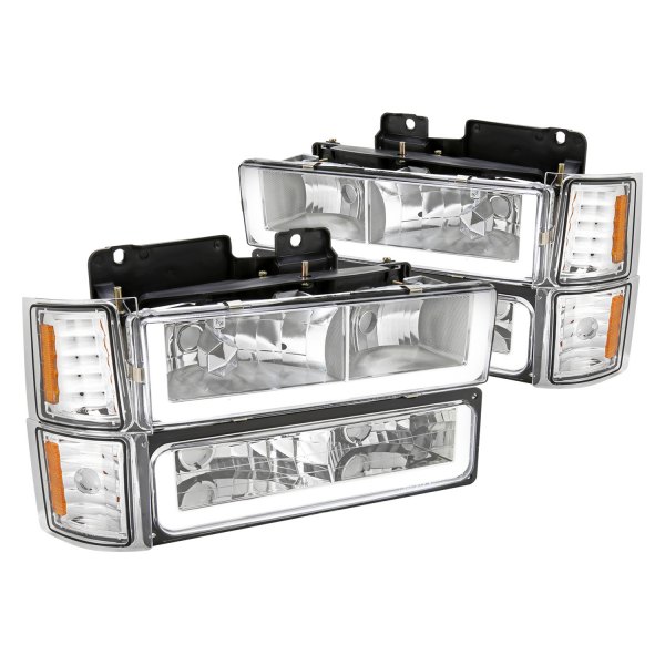 Spec-D® - Chrome LED DRL Bar Headlights with Turn Signal/Corner and Parking Lights