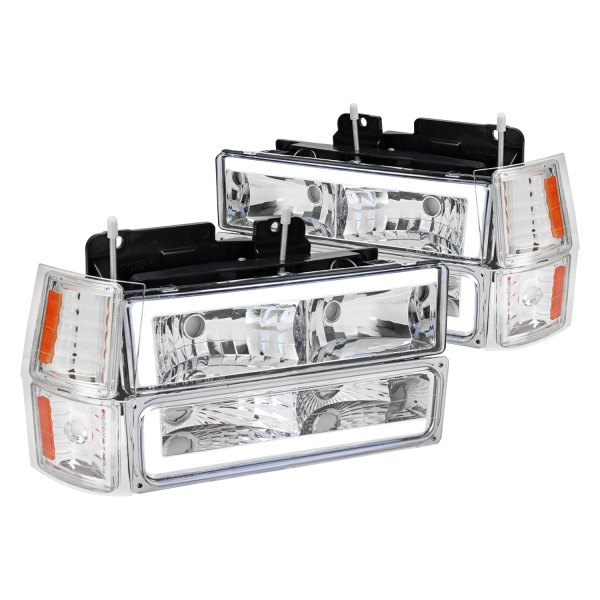 Spec-D® - Chrome LED DRL Bar Headlights with Turn Signal/Parking and Corner Lights