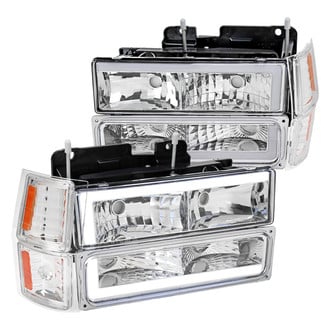 Spec-D® - Driver and Passenger Side Chrome LED DRL Bar Headlights with Turn Signal/Parking and Corner Lights