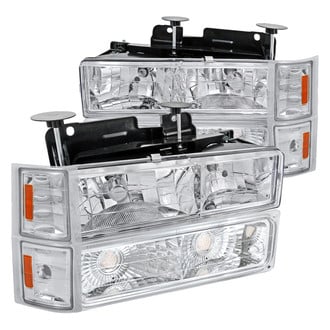 Spec-D® - Driver and Passenger Side Chrome Euro Headlights with Turn Signal/Parking and Corner Lights