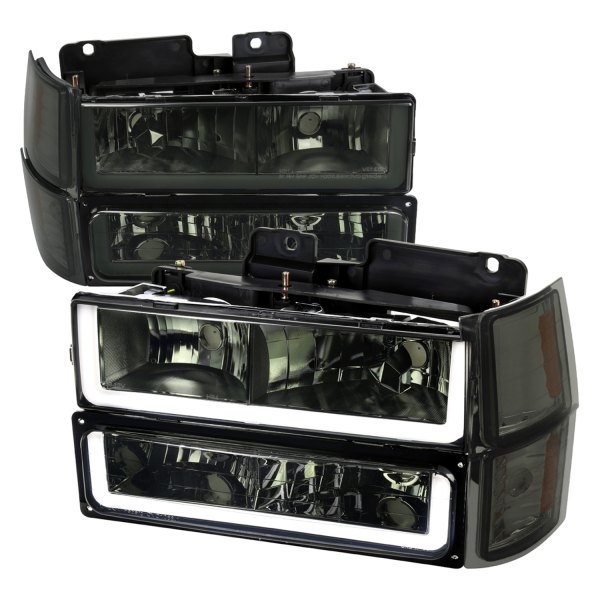 Spec-D® - Chrome/Smoke LED DRL Bar Headlights with Turn Signal/Parking and Corner Lights