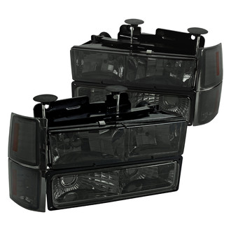 Spec-D® - Driver and Passenger Side Chrome/Smoke Euro Headlights with Turn Signal/Parking and Corner Lights