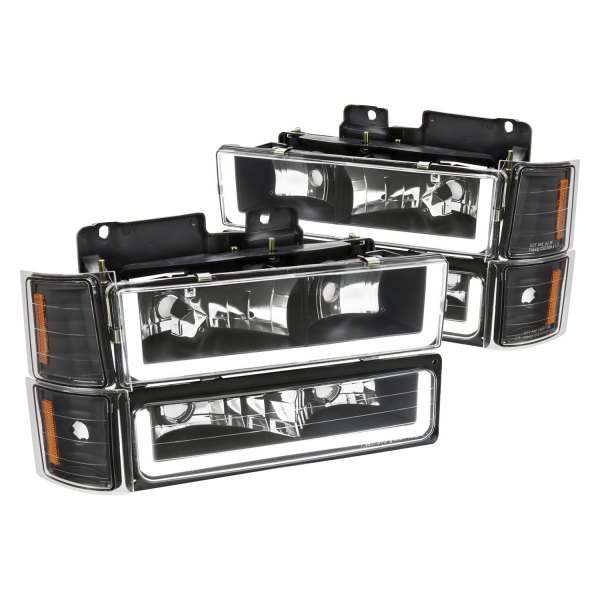 Spec-D® - Matte Black LED DRL Bar Headlights with Turn Signal/Parking Lights