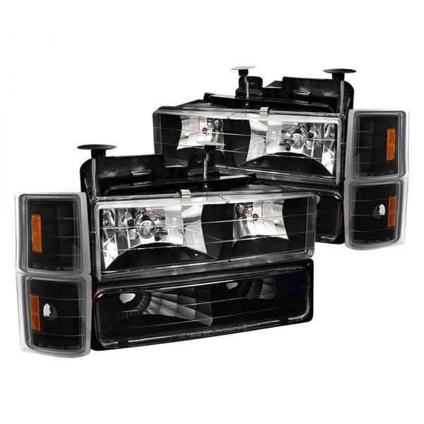 Spec-D® - Black Euro Headlights with Turn Signal/Parking and Corner Lights