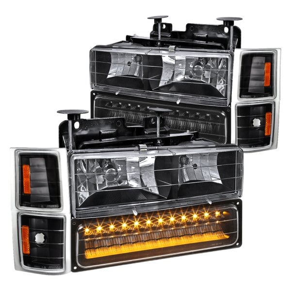 Spec-D® - Driver and Passenger Side Euro Headlights with LED Turn Signal/Parking and Corner Lights