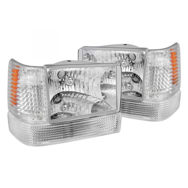 Spec-D® - Chrome Euro Headlights with Bumper and Corner Lights, Jeep Grand Cherokee