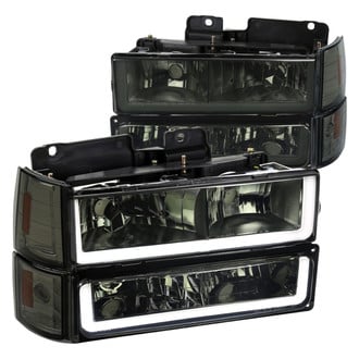 Spec-D® - Driver and Passenger Side Chrome/Smoke LED DRL Bar Headlights with Turn Signal/Parking and Corner Lights