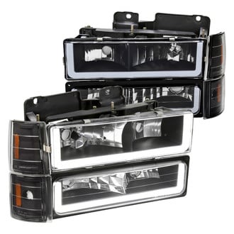 Spec-D® - Driver and Passenger Side Matte Black LED DRL Bar Headlights