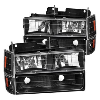 Spec-D® - Driver and Passenger Side Black Euro Headlights with Corner and Bumper Lights
