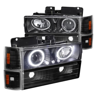 Spec-D® - Driver and Passenger Side Matte Black LED Dual Halo Projector Headlights with Turn Signal/Parking and Corner Lights