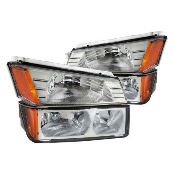 Spec-D® - Chrome Euro Headlights with Bumper Lights, Chevy Avalanche