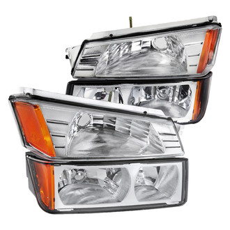 Spec-D® - Driver and Passenger Side Chrome Euro Headlights with Bumper Lights