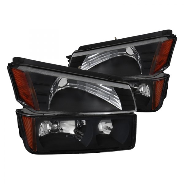 Spec-D® - Black Euro Headlights with Turn Signal/Parking Lights, Chevy Avalanche