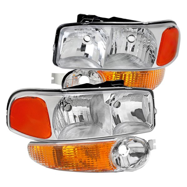 Spec-D® - Driver and Passenger Side Chrome Euro Headlights with Turn Signal/Parking Lights