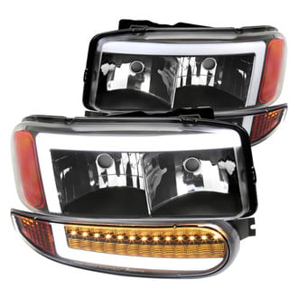 Spec-D® - Driver and Passenger Side Matte Black DRL Bar Projector Headlights with Sequential LED Turn Signal