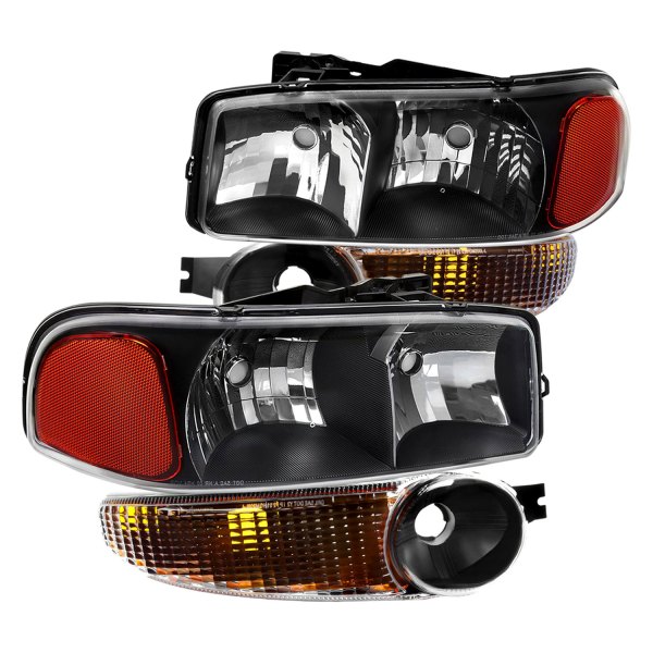 Spec-D® - Driver and Passenger Side Matte Black Euro Headlights with Turn Signal/Parking Lights
