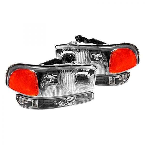 Spec-D® - Chrome Euro Headlights with Bumper Lights, GMC Sierra