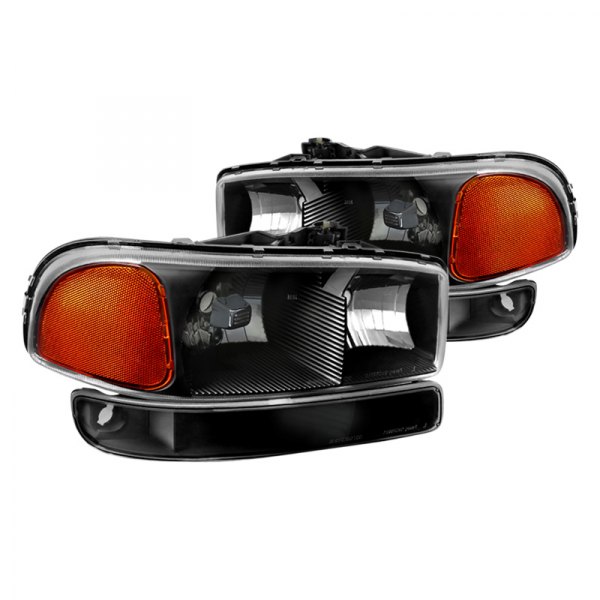 Spec-D® - Black Euro Headlights with Bumper Lights, GMC Sierra