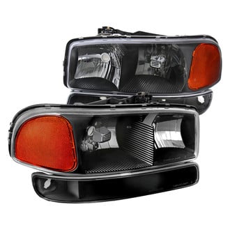 Spec-D® - Driver and Passenger Side Black Euro Headlights with Bumper Lights