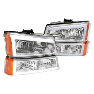 Spec-D® - Driver and Passenger Side Chrome LED DRL Bar Headlights with Turn Signal/Parking Lights
