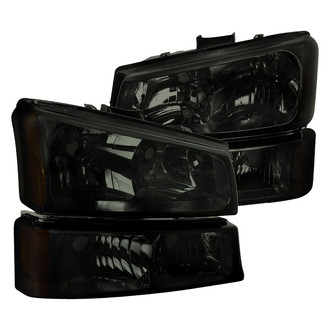 Spec-D® - Driver and Passenger Side Chrome/Smoke Euro Headlights with Turn Signal/Parking Lights
