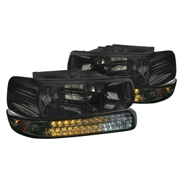 Spec-D® - Chrome/Smoke Euro Headlights with LED Parking Lights