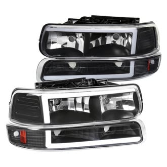 Spec-D® - Driver and Passenger Side Matte Black LED DRL Bar Headlights with Turn Signal/Parking Lights