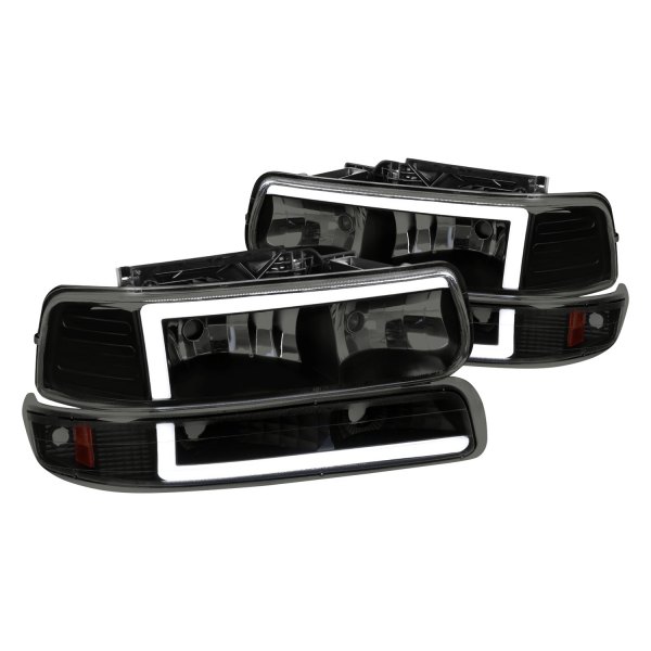 Spec-D® - Matte Black/Smoke LED DRL Bar Headlights with Turn Signal/Parking Lights
