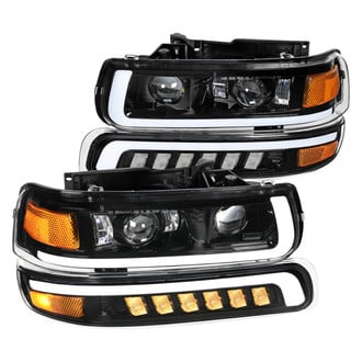 Spec-D® - Driver and Passenger Side Black Light Tube Projector LED Headlights with Turn Signal/Parking Lights