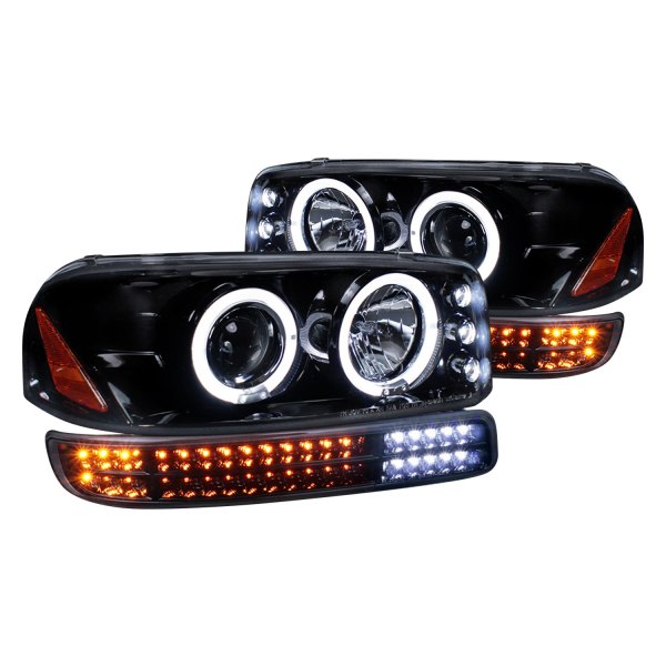 Spec-D® - Gloss Black/Smoke Dual Halo Projector Headlights with Sequential LED Turn Signal