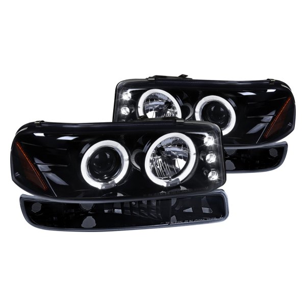Spec-D® - Gloss Black/Smoke Dual Halo Projector Headlights with LED DRL