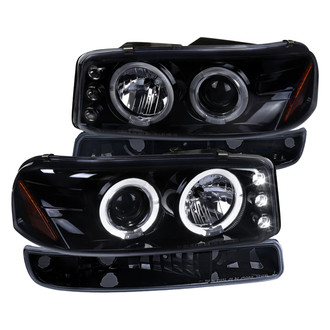 Spec-D® - Driver and Passenger Side Gloss Black/Smoke Dual Halo Projector Headlights with LED DRL