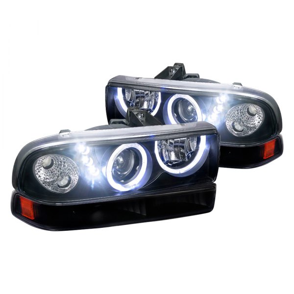 Spec-D® - Black/Smoke LED Halo Projector Headlights, Chevrolet S-10 Pickup