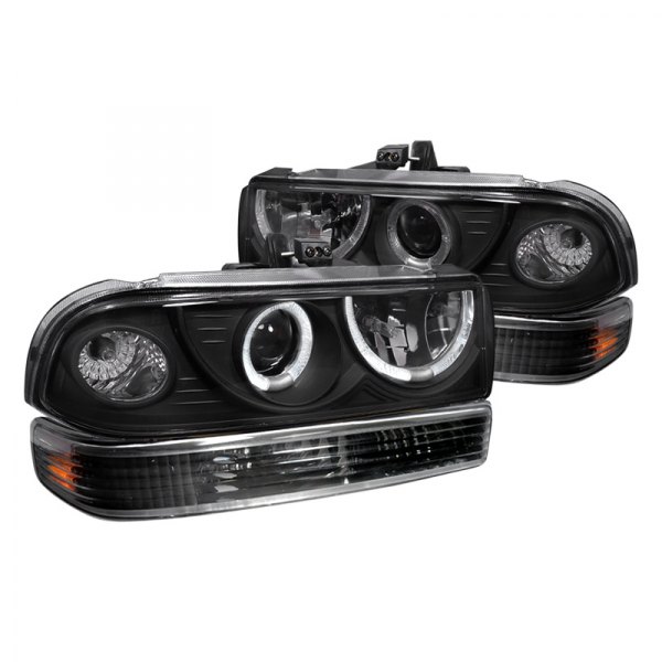 Spec-D® - Black/Smoke Halo Projector Headlights with Turn Signal/Parking Lights, Chevrolet S-10 Pickup