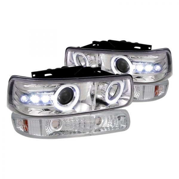 Spec-D® - Chrome Halo Projector Headlights with Parking LEDs