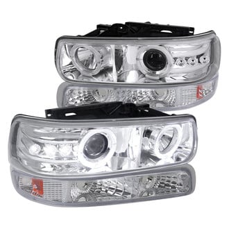 Spec-D® - Driver and Passenger Side Chrome Halo Projector Headlights with Parking LEDs and Turn Signal/Parking Lights