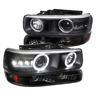 Spec-D® - Driver and Passenger Side Black Halo Projector Headlights with Parking LEDs and Turn Signal/Parking Lights