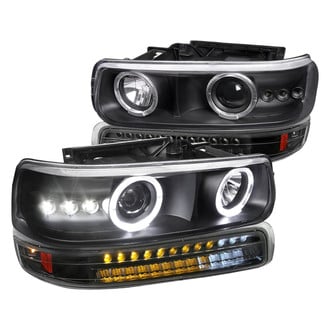 Spec-D® - Driver and Passenger Side Matte Black Dual Halo Projector Headlights with Sequential LED Turn Signal