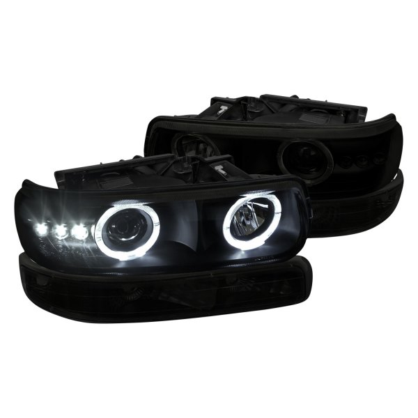Spec-D® - Black/Smoke Halo Projector Headlights with Parking LEDs