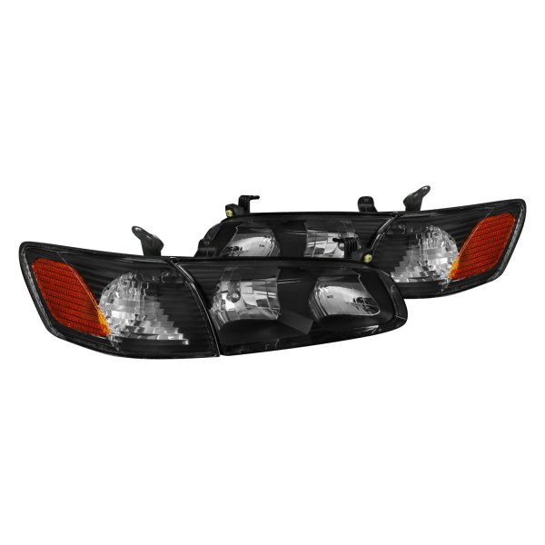 Spec-D® - Black Euro Headlights with Turn Signal/Corner Lights, Toyota Camry
