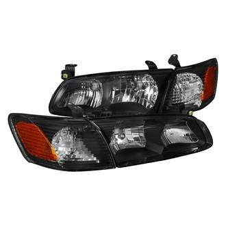 Spec-D® - Driver and Passenger Side Black Euro Headlights with Turn Signal/Corner Lights