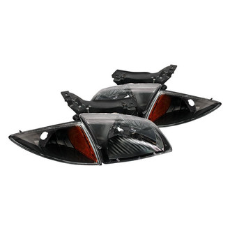 Spec-D® - Driver and Passenger Side Black Euro Headlights with Corner Lights