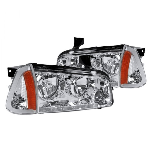 Spec-D® - Chrome Euro Headlights, Dodge Charger