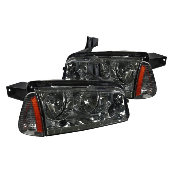 Spec-D® - Chrome/Smoke Euro Headlights with Corner Lights, Dodge Charger