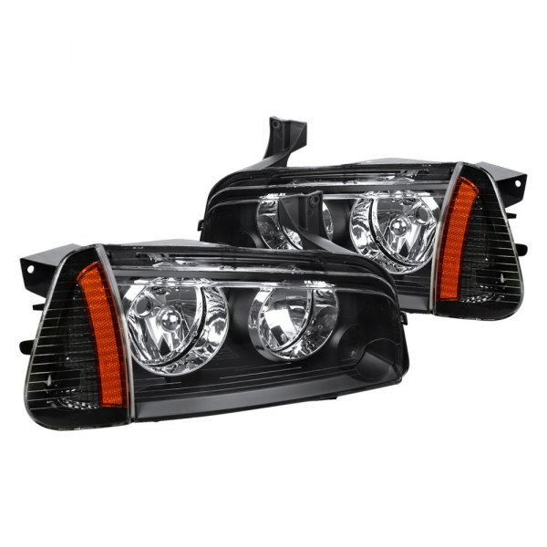 Spec-D® - Black Euro Headlights, Dodge Charger