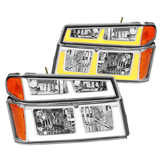 Spec-D® - Driver and Passenger Side Chrome Switchback LED DRL Bar Euro Headlights