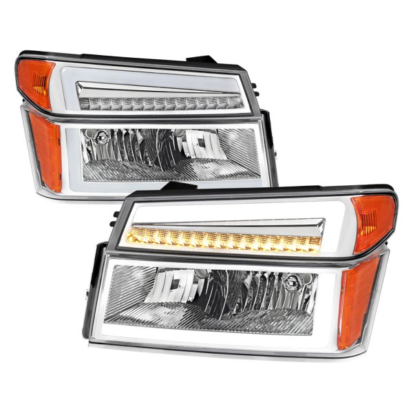 Spec-D® - Chrome LED Light Tube Euro Headlights with Sequential Turn Signal/Parking Lights