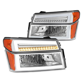 Spec-D® - Driver and Passenger Side Chrome LED Light Tube Euro Headlights with Sequential Turn Signal/Parking Lights