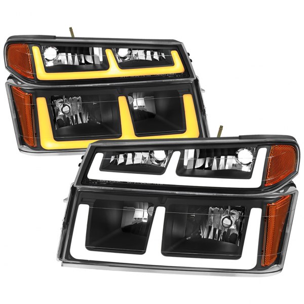 Spec-D® - Matte Black Switchback LED DRL Bar Euro Headlights